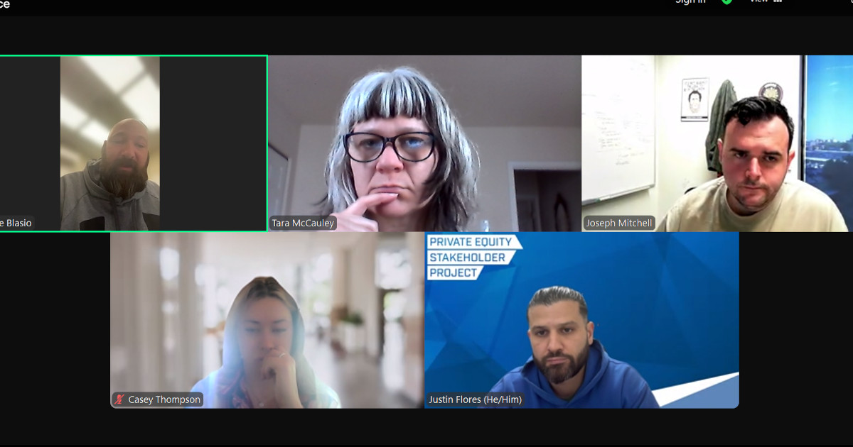 Screenshot of a zoom meeting with five people